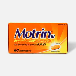 Motrin IB Ibuprofen Pain Reliever/Fever Reducer, 200 mg, Caplets, 100 ct.