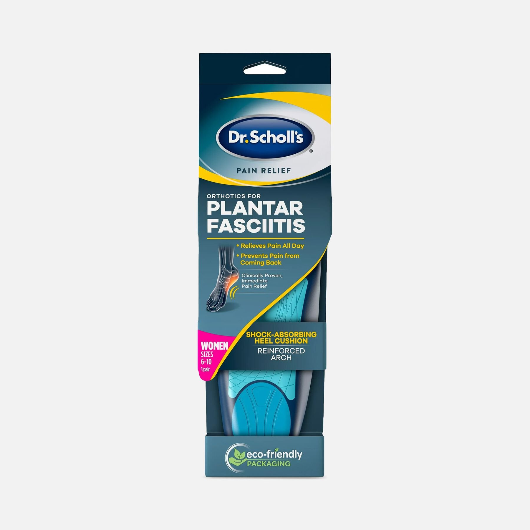FSA Eligible Dr. Scholl's Pain Relief Orthotics for Plantar Fasciitis for Women, One Pair FSA