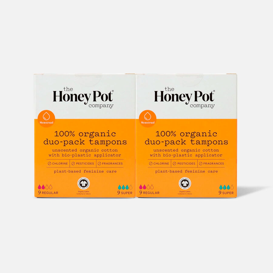 The Honey Pot Organic Duo-Pack Tampons (Reg+Super), 18 ct. (2-Pack), , large image number 0