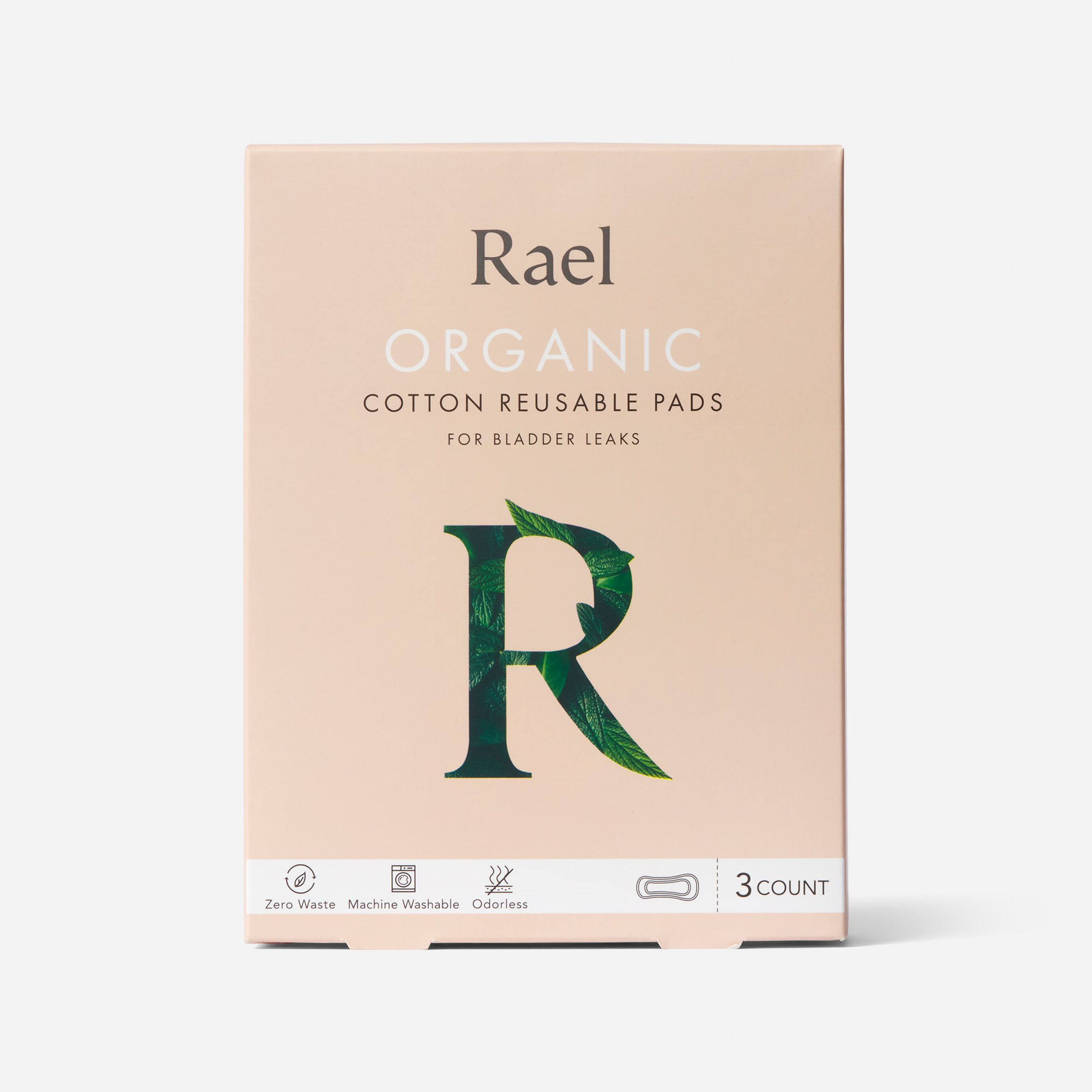 FSA Eligible Rael Organic Cotton Reusable Pads for Bladder Leaks, 3 ct