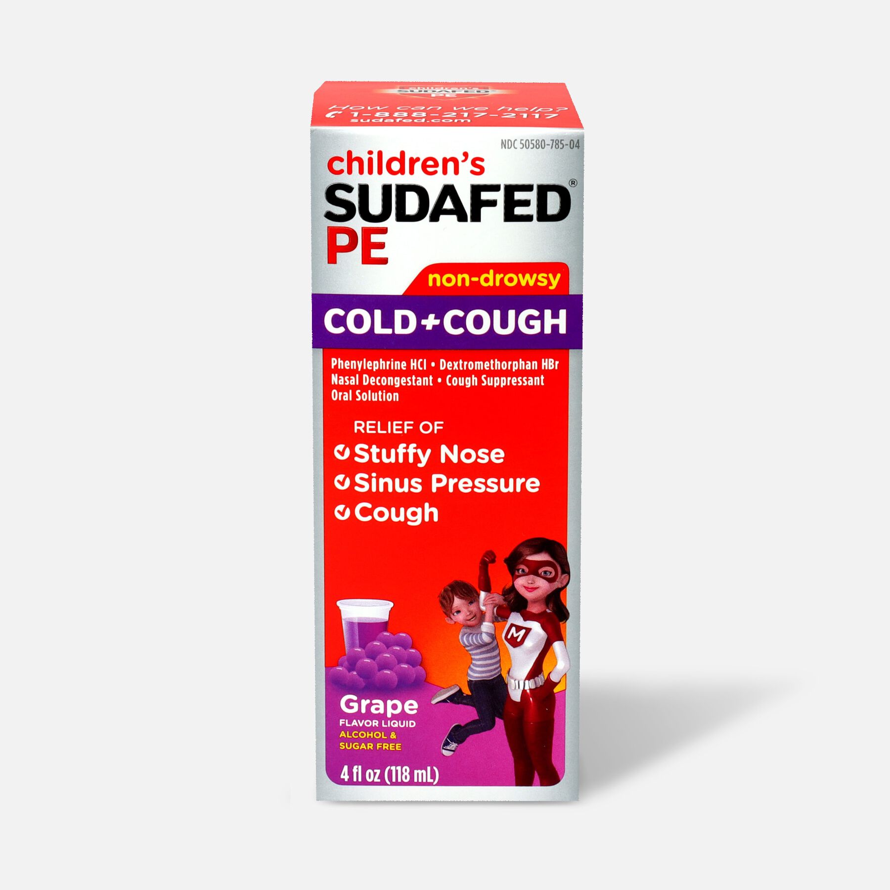 Children's Sudafed PE Oral Solution, NonDrowsy, Grape Flavor, 4 fl oz