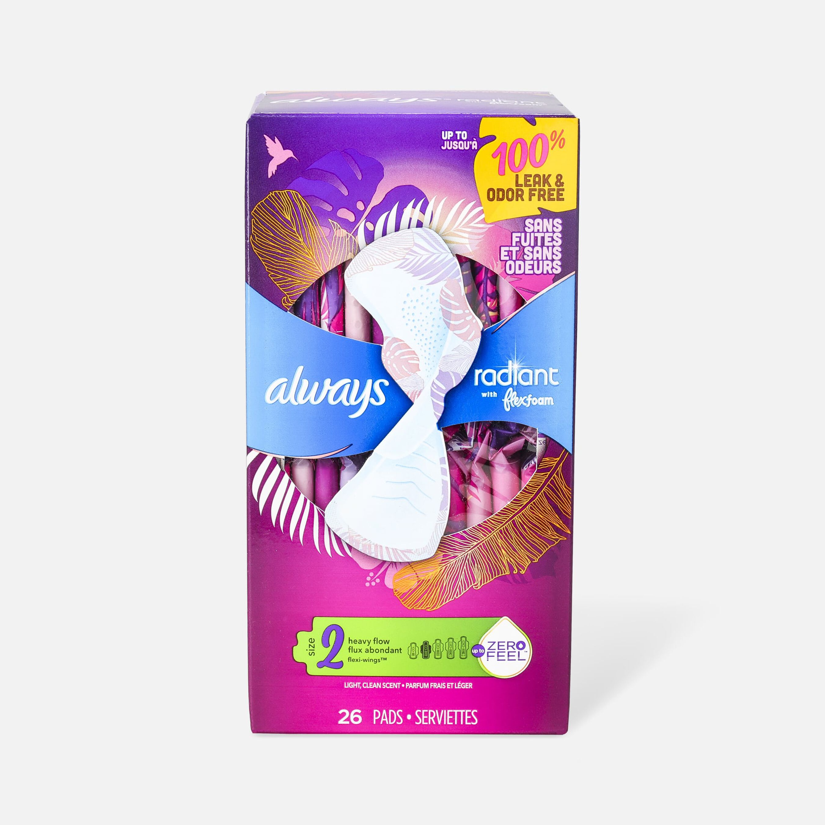 Always Radiant FlexFoam Pads with Wings, Scented