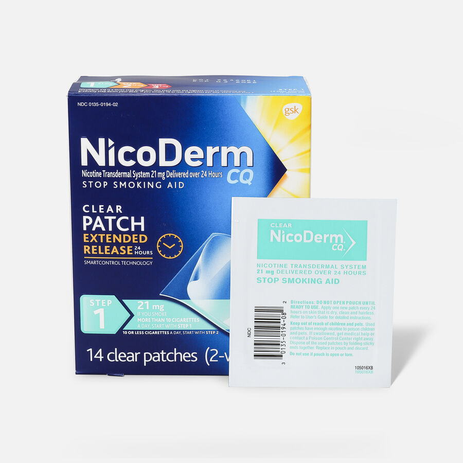 NicoDerm CQ Step 1 Nicotine Patches, Two Week Supply, 14 ct