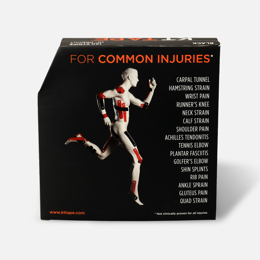 FSA Eligible KT Tape Cotton Jumbo Precut Tape, Black, 150 Precut Strips