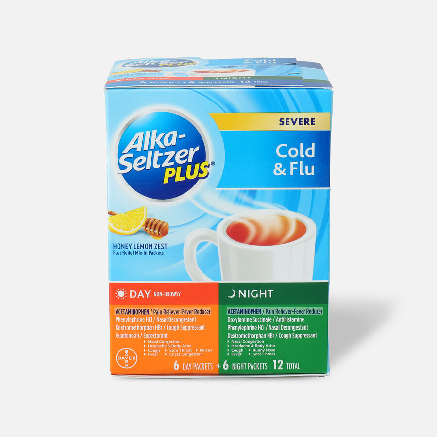Alka-Seltzer Plus Powder - Severe Cold & Flu, Day & Night Powder Packets, Honey Lemon, 12 ct., , large image number 0