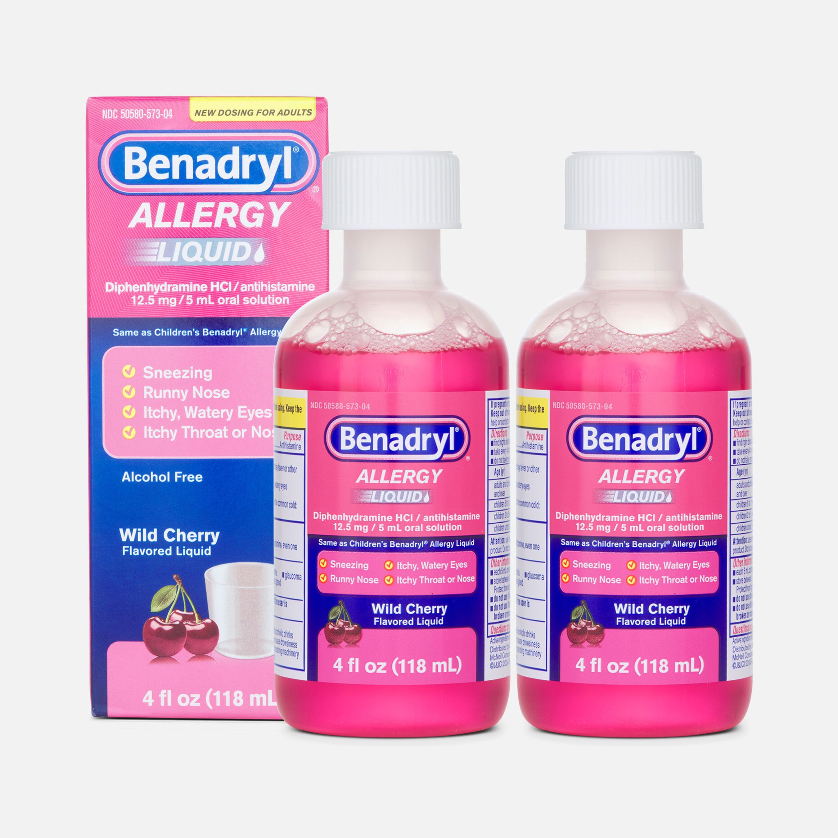 FSA Eligible Benadryl Allergy Relief Oral Solution, Wild Cherry, 4 fl ...