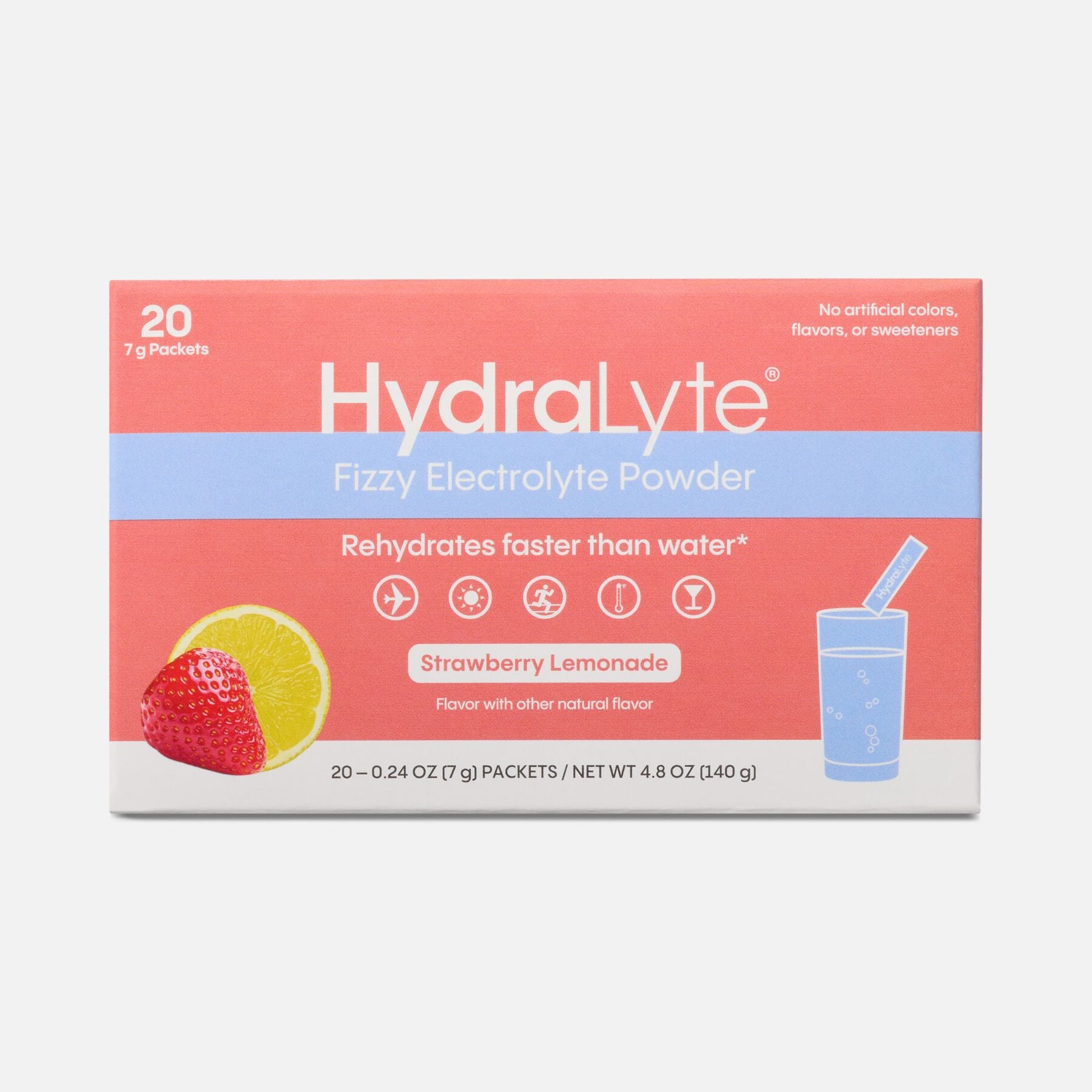 FSA Eligible Hydralyte Effervescent Tablets, Strawberry Lemonade, 20 ...