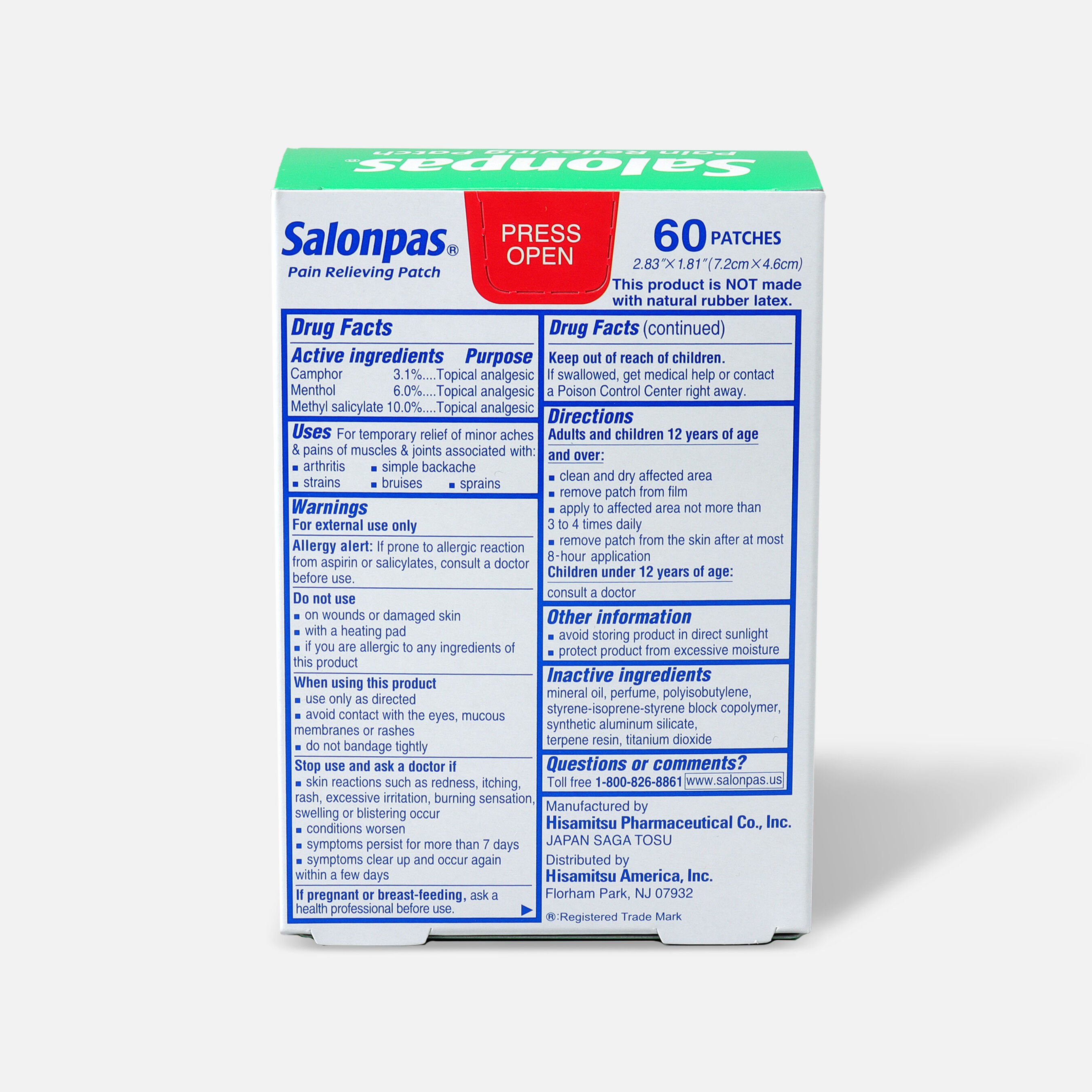 FSA Eligible Salonpas Pain Relieving Patch, 60 ct. FSA Store