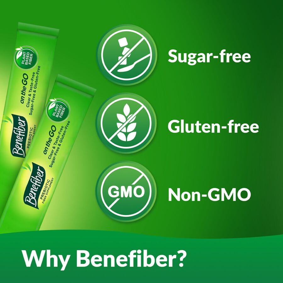Benefiber On the Go Prebiotic Fiber Supplement Powder for Digestive Health, Unflavored, 48 ct., , large image number 2