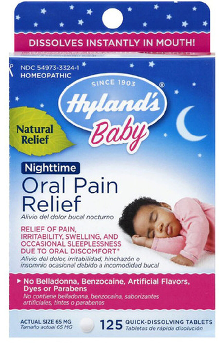 Hyland's Baby Nightime Oral Pain Relief Tablets, 125 ct
