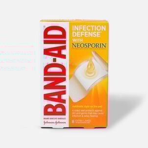 Band-Aid Adhesive Bandages Infection Defense With Neosporin Antibiotic Extra Large - 8 ct.