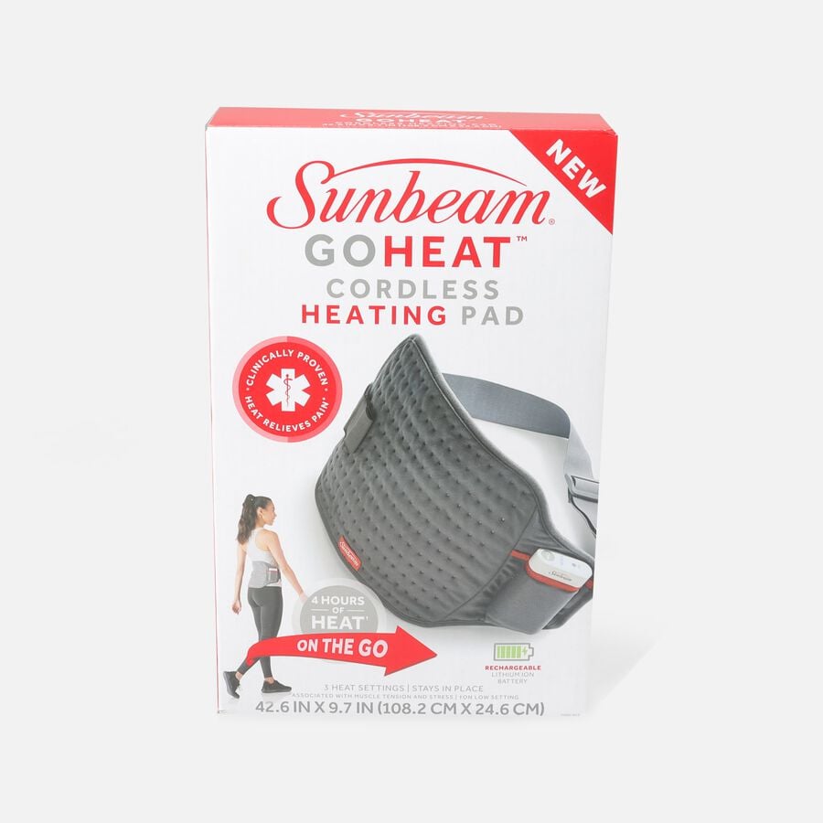 Sunbeam GoHeat Cordless Basic Heating Pad, Gray, 3 Heat Settings, , large image number 0