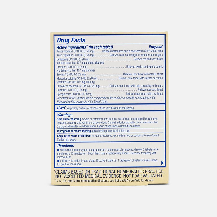 Boiron ThroatCalm Sore Throat Relief Tablets, 60 ct., , large image number 1