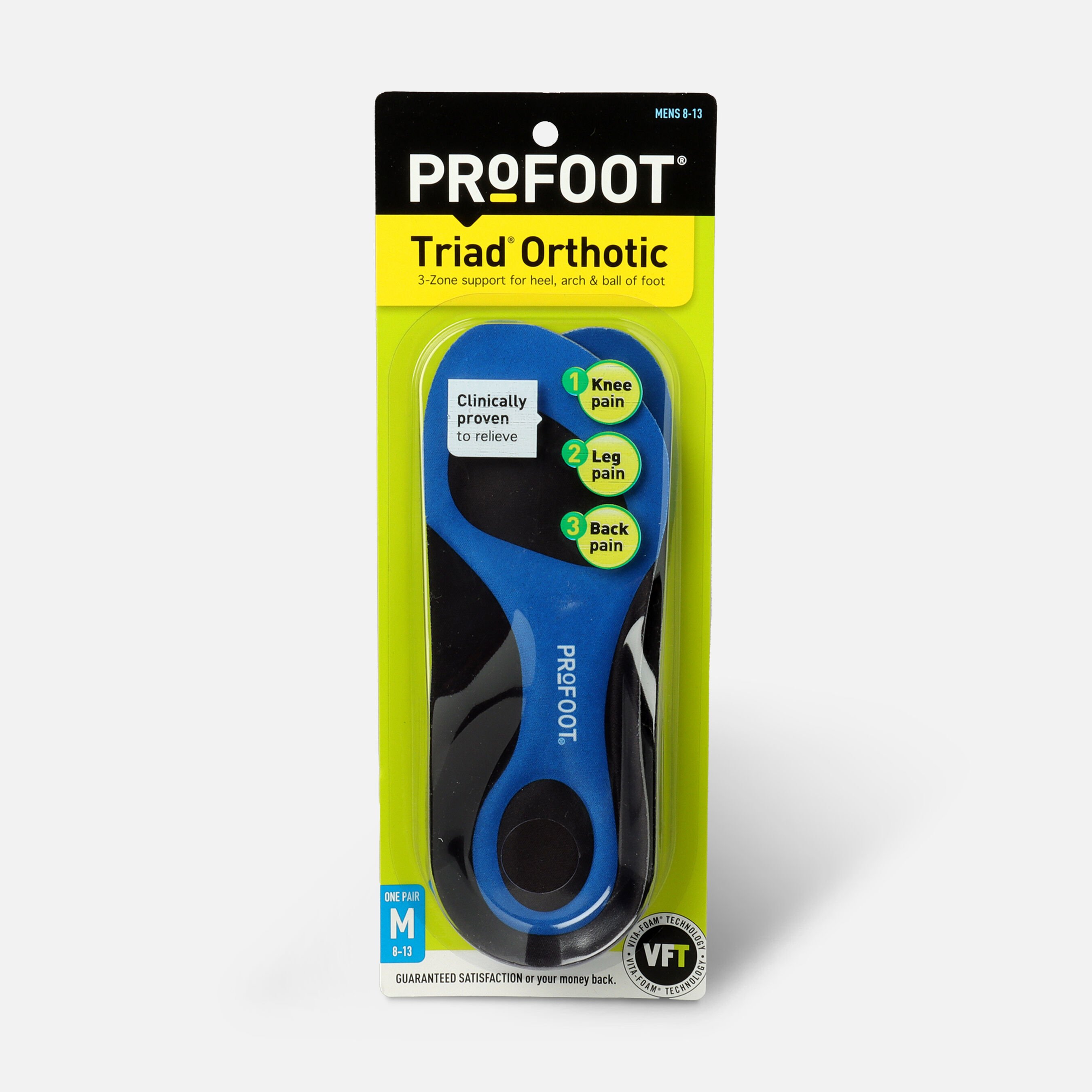 FSA Eligible Profoot Triad Orthotic Insoles for Men, 1 pair FSA Store