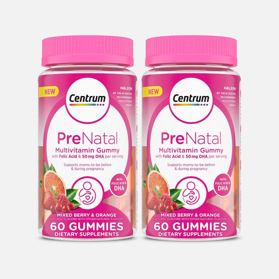 Centrum Prenatal Multivitamin Gummies with DHA and Folic Acid, Mixed Berry & Orange, 60 ct. (2-Pack), , large image number 0