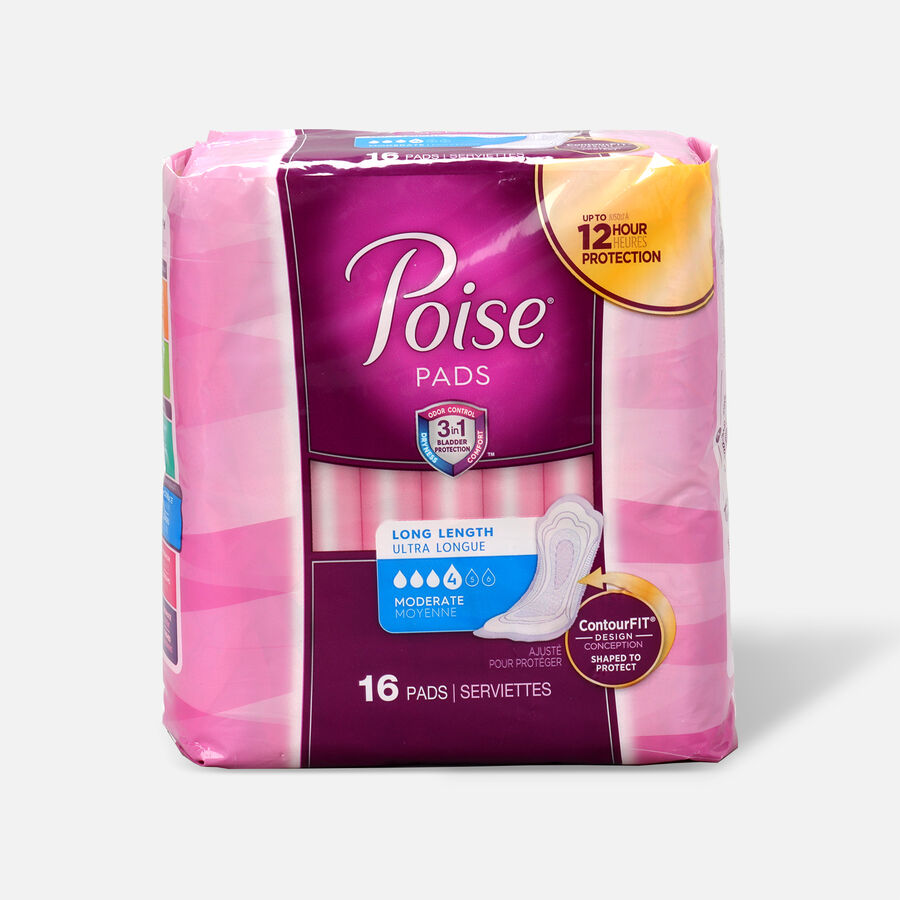 Poise® Moderate Absorbency Pads, Long Length, 16ct