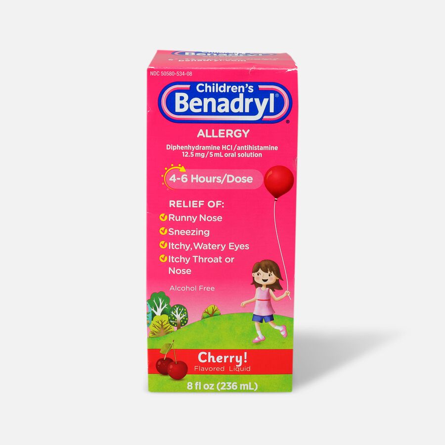 Children's Benadryl Oral Solution, Cherry Flavored, 8 fl oz., , large image number 0