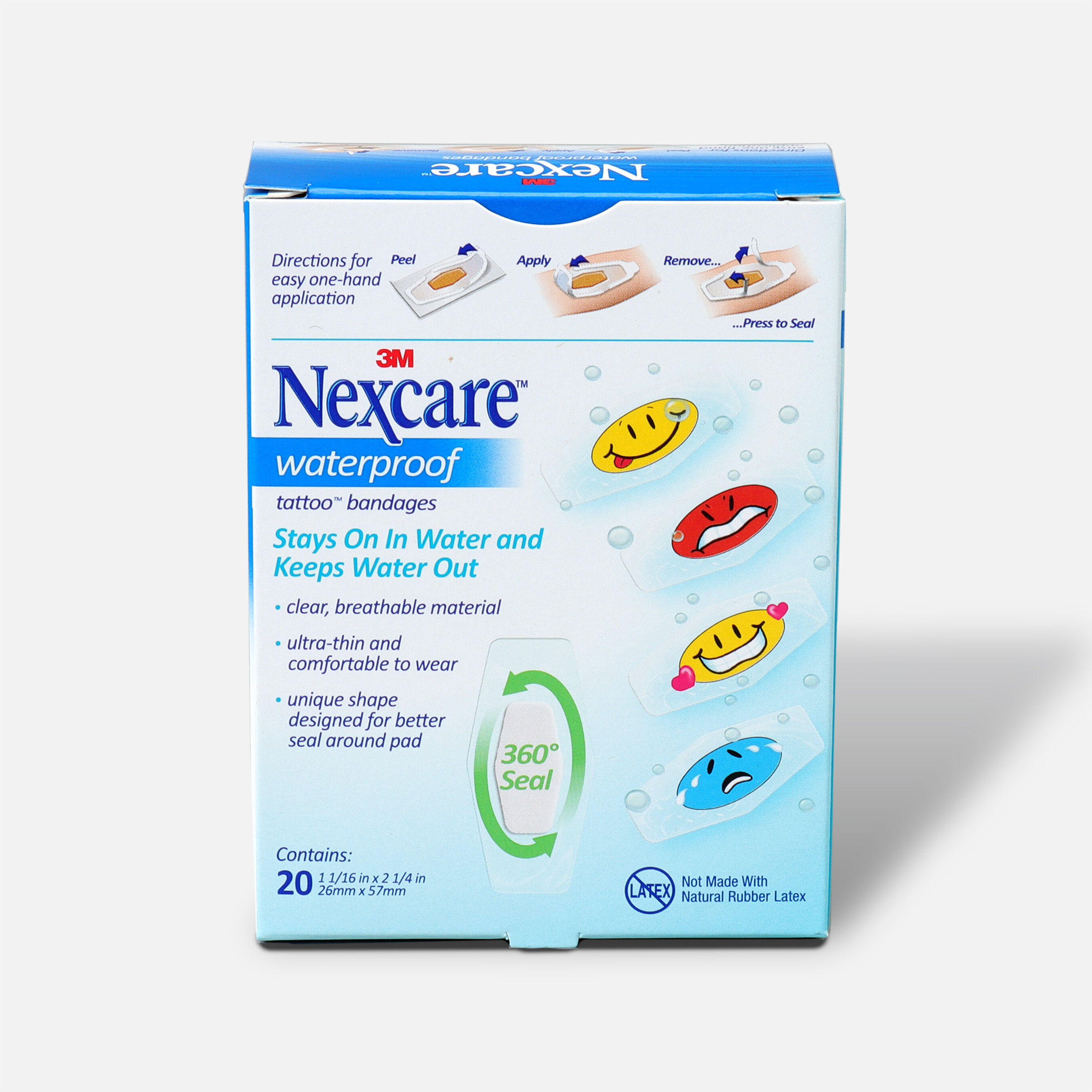 Nexcare Kids Bandages, Tattoo Waterproof, 20 ea