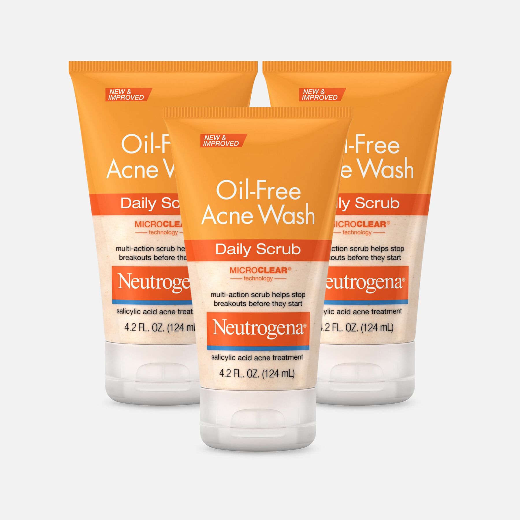FSA Eligible Neutrogena OilFree Acne Daily Face Scrub, 4.2 oz. (3Pack
