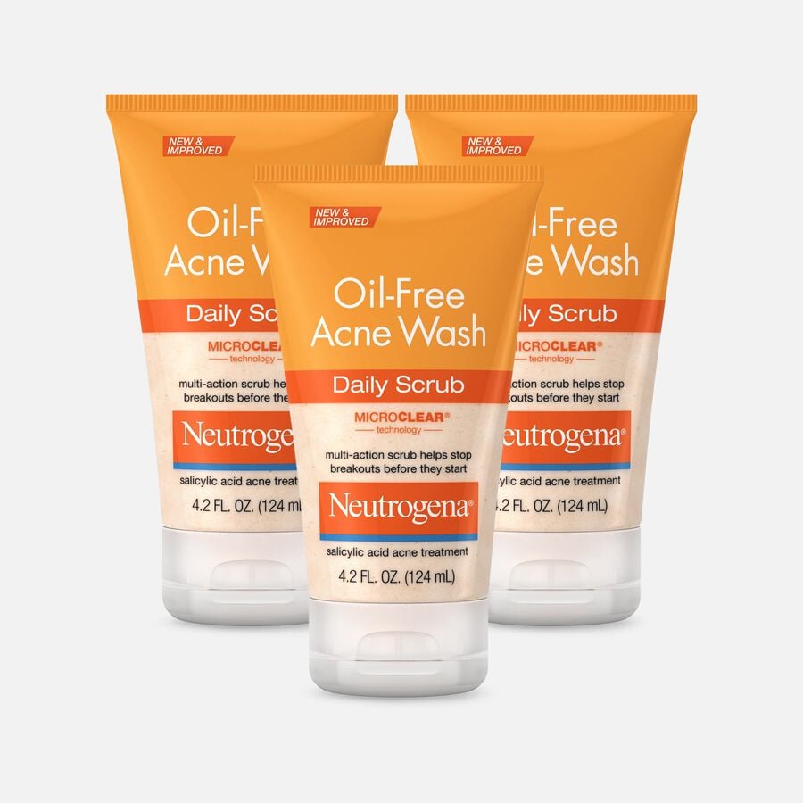 Neutrogena Oil-Free Acne Daily Face Scrub, 4.2 oz. (3-Pack), , large image number 0