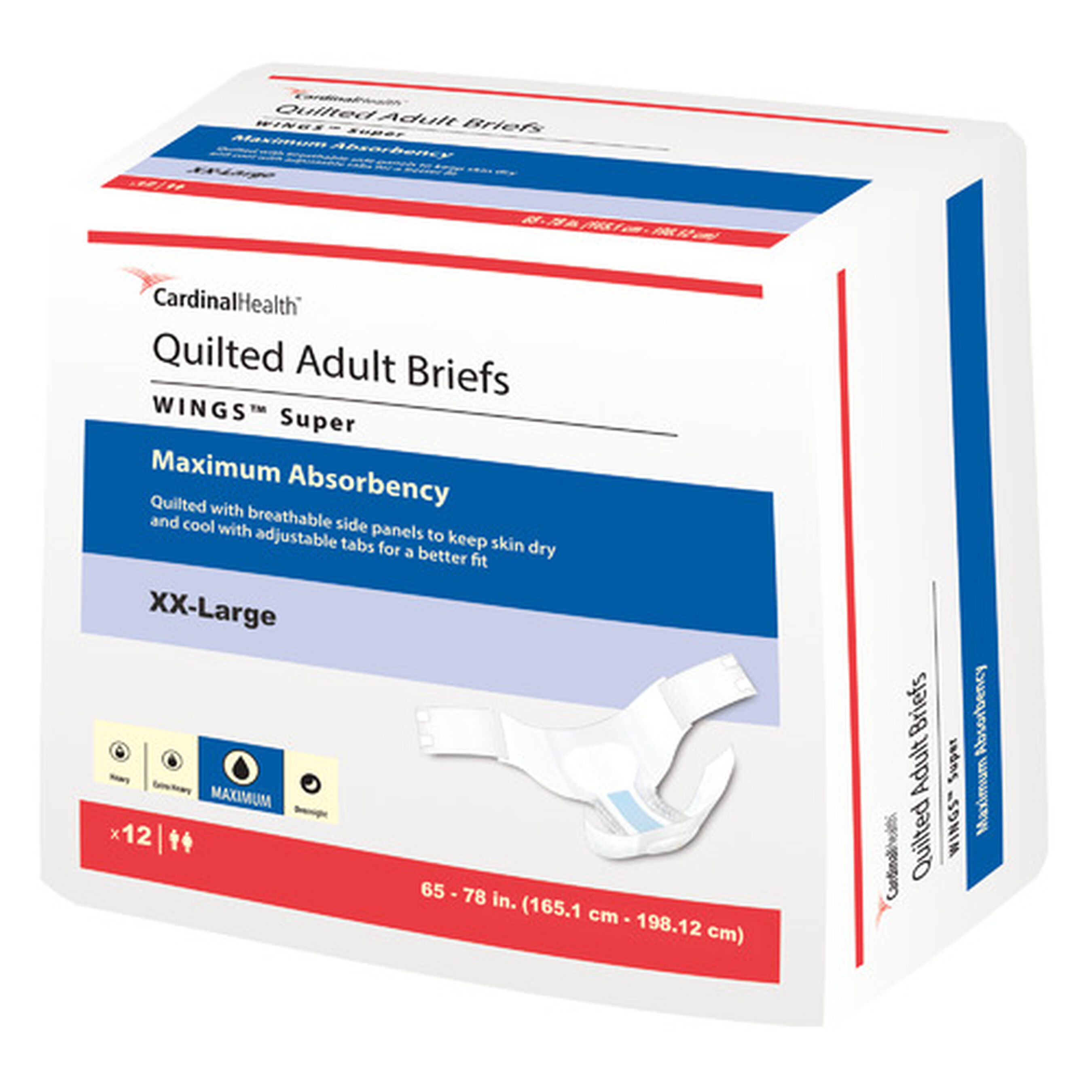 Cardinal Health WINGS™ Super Quilted Adult Briefs Maximum Absorbency