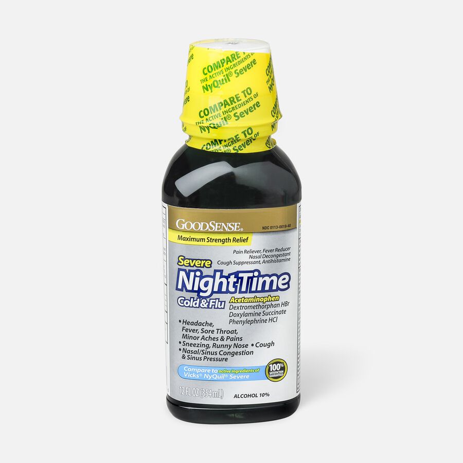 GoodSense® NightTime Severe Cold & Flu Max Strength 12 fl oz., , large image number 1
