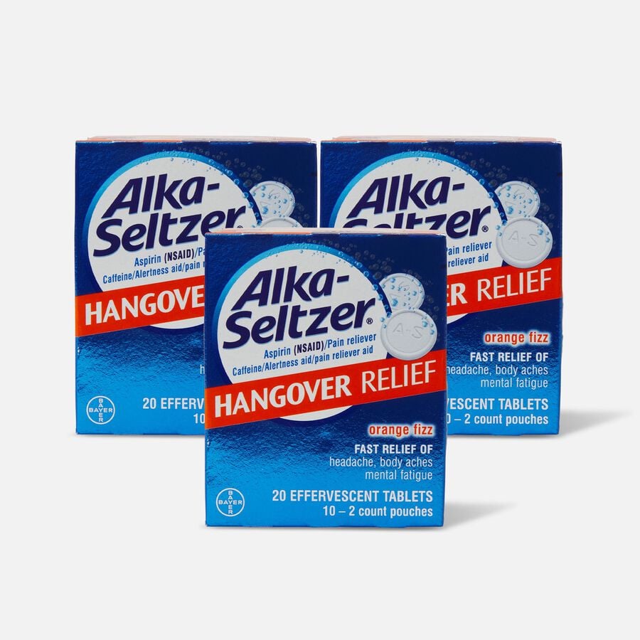 Alka-Seltzer Hangover Relief Effervescent Tablets Formulated for Fast Relief of Headaches, Body Aches and Mental Fatigue, 20 ct. (3-Pack), , large image number 0