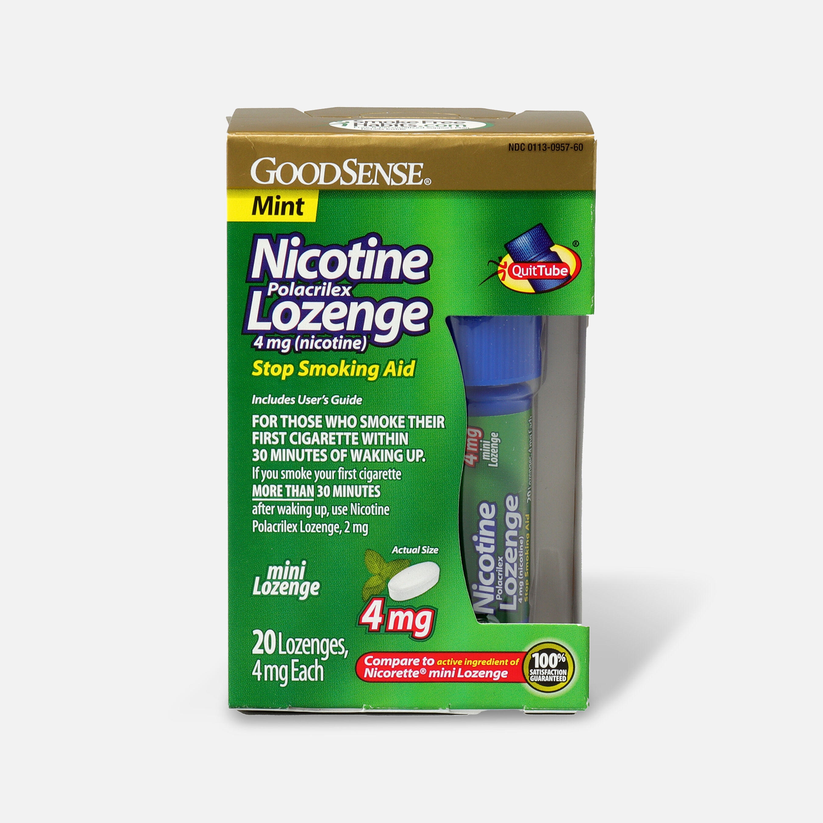 GoodSense® Mini Nicotine Polacrilex Lozenge Quit Tube Mint 4 mg, 20 ct
