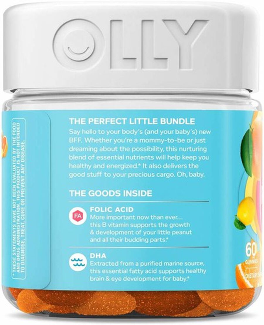 OLLY The Essential Prenatal Gummy Multivitamin, Sweet Citrus, 30 Day