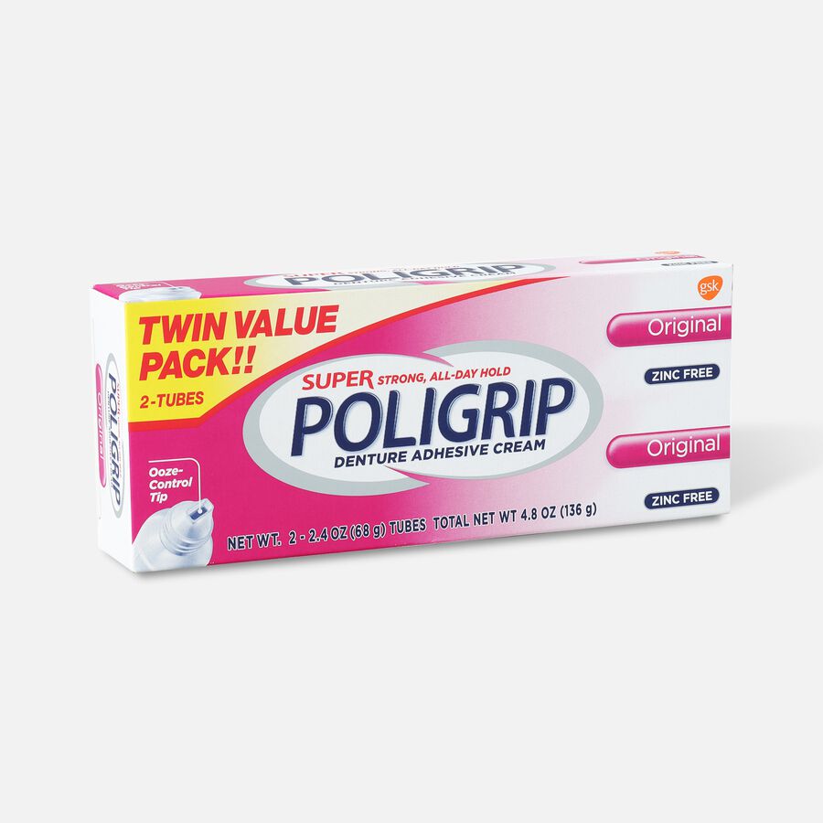 Super Poligrip Original Formula Zinc Free Denture Adhesive Cream Twin Pack