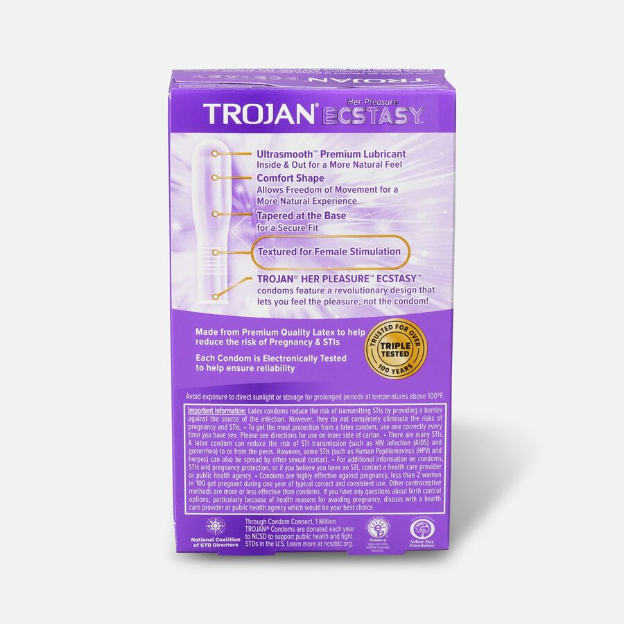 Trojan Her Pleasure Ecstasy, Premium Latex Condoms, 10 ct., , large image number 1
