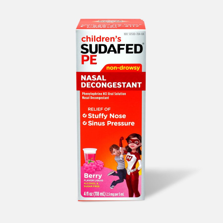 Children's Sudafed PE Oral Solution, NonDrowsy, Berry Flavor, 4 fl oz