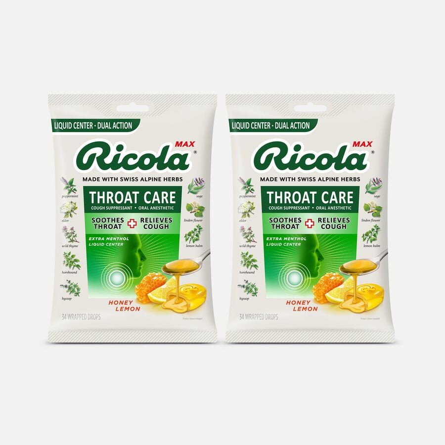 Ricola Max Throat Care Dual Action Cough Drops, Honey Lemon, 34 ct. (2-Pack), , large image number 0