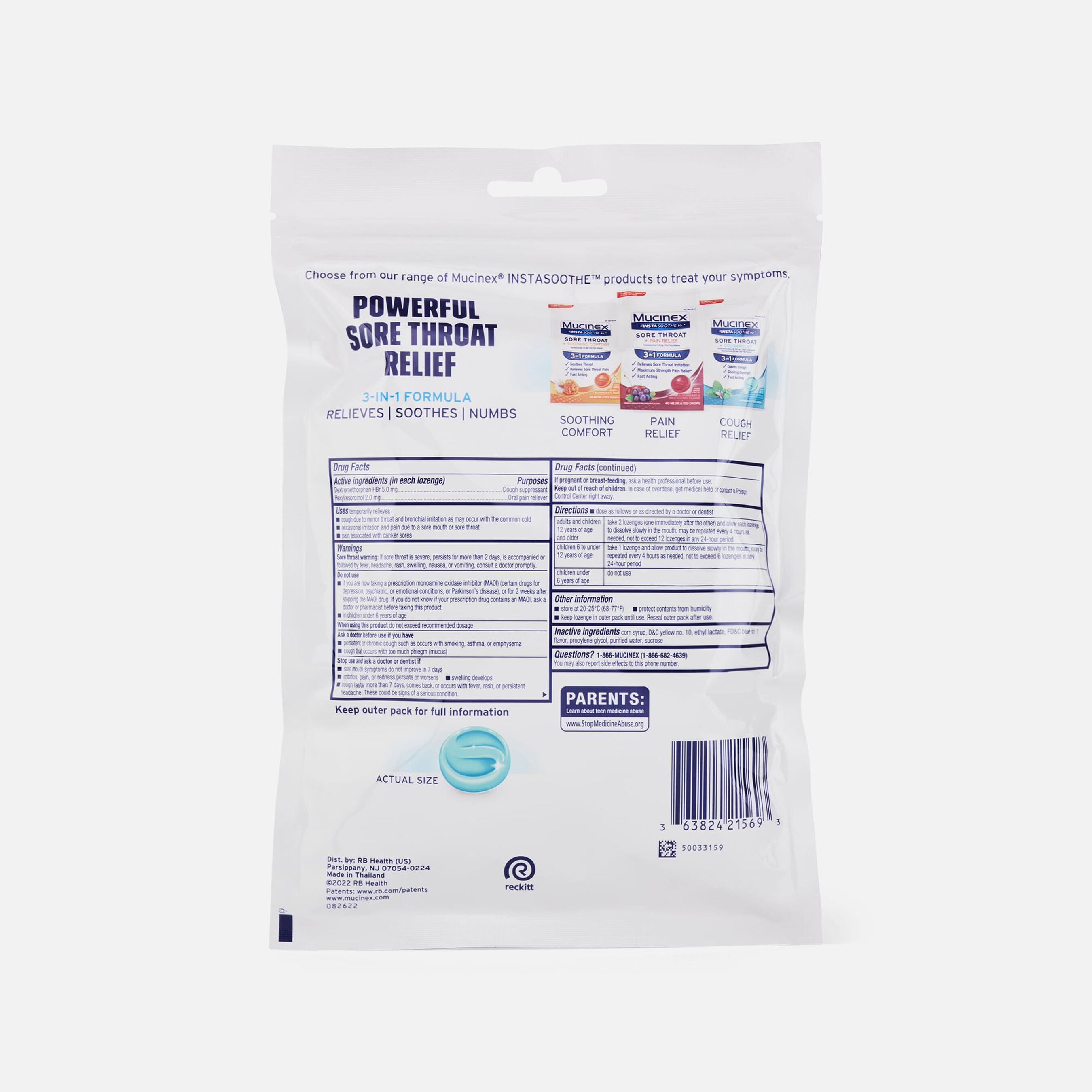 FSA Eligible Mucinex InstaSoothe Sore Throat + Cough Relief Alpine