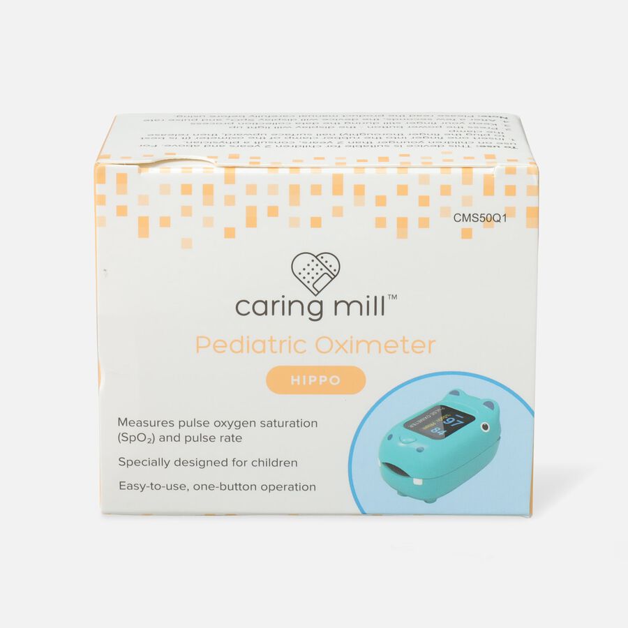 Caring Mill® Pediatric Oximeter-BLUE HIPPO, , large image number 1
