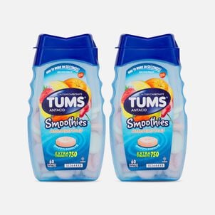 TUMS Smoothies Extra Strength Antacid Chewable Tablets, Assorted Fruit, 60 ct. (2-Pack)
