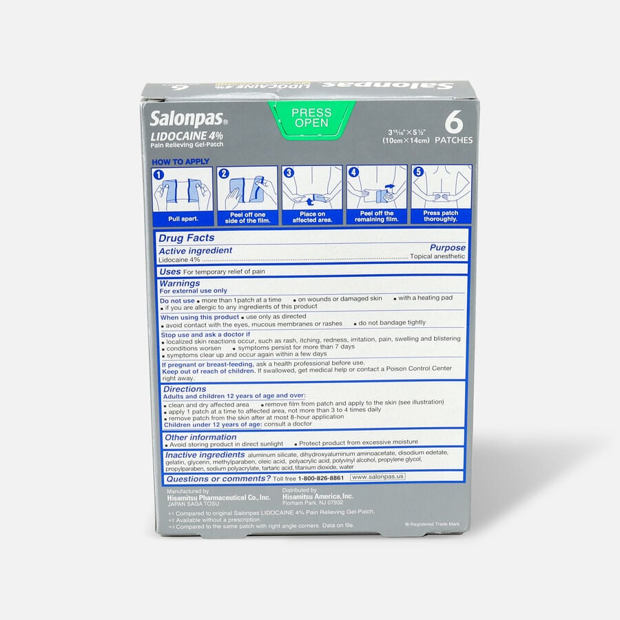 Salonpas Lidocaine Gel-Patch, 6 ct., , large image number 1