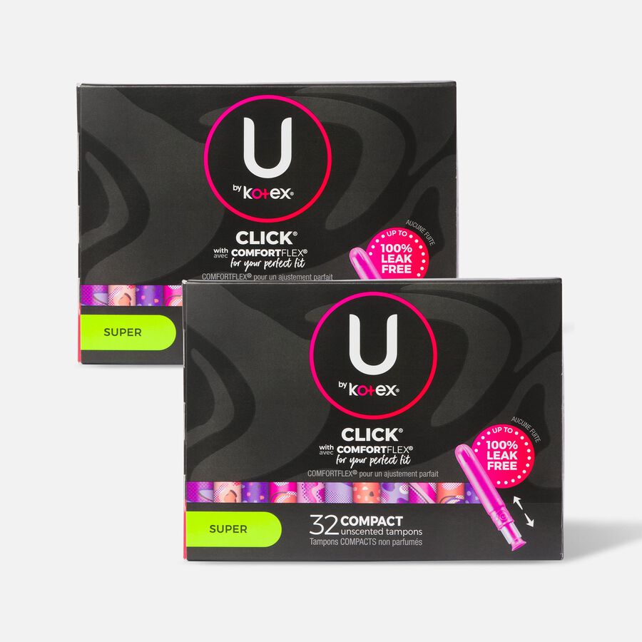 FSA Eligible U by Kotex Click Compact Tampons, Super Absorbency, 32 ct. (2Pack) FSA Store