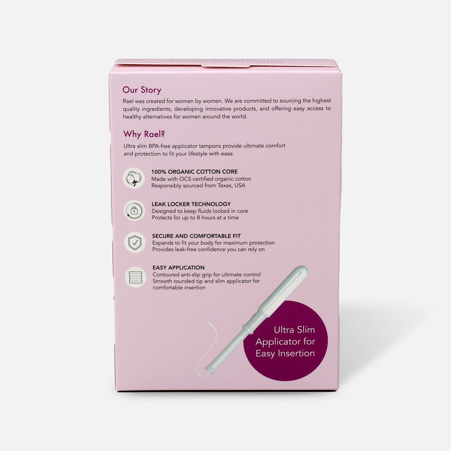 Rael Organic Cotton Core Tampons with BPA-Free Applicators, , large image number 1