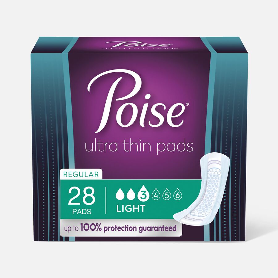 FSA Eligible Poise Ultra Thin Incontinence Pads, Light Absorbency