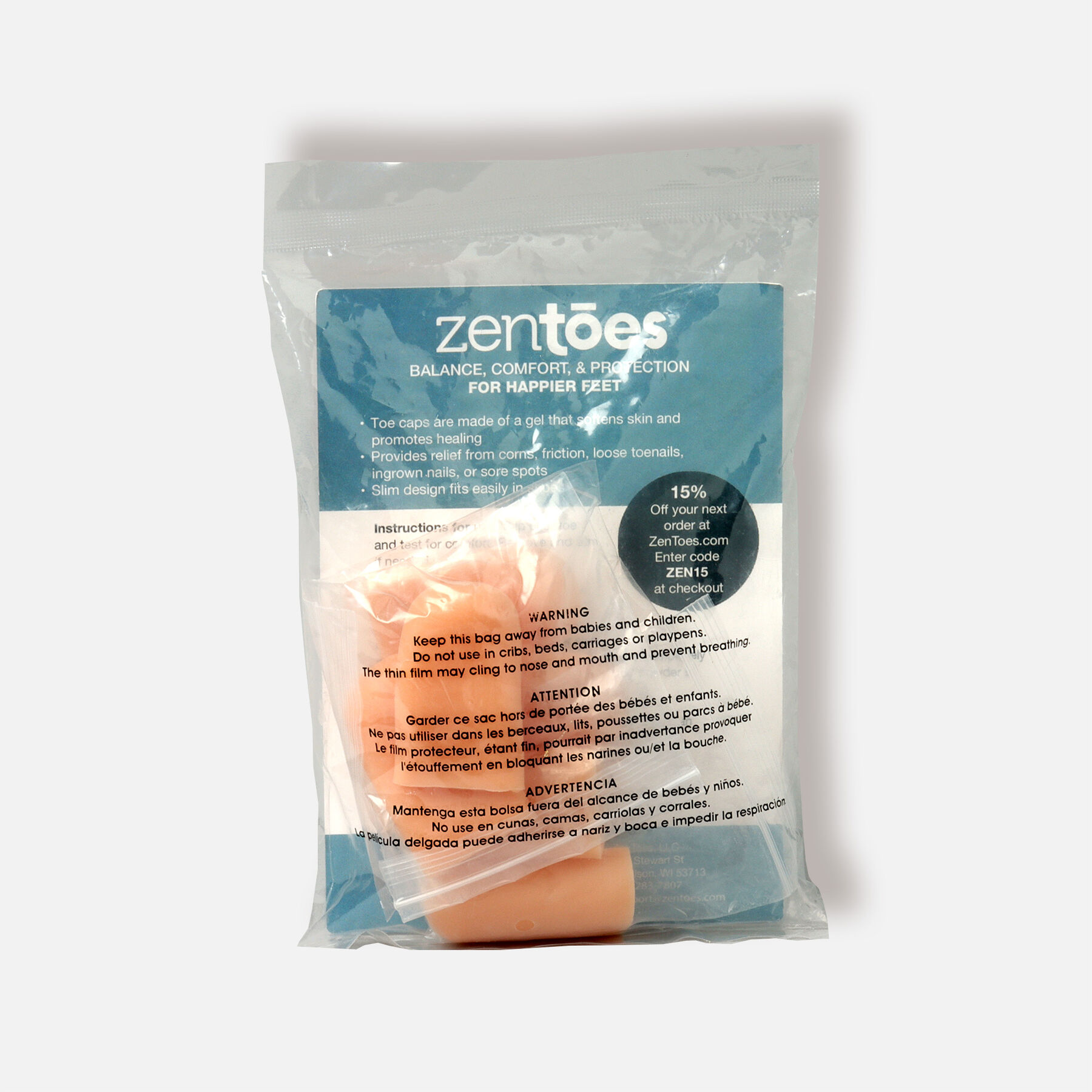 ZenToes Large Gel Toe Cap and Protector 6 Pack