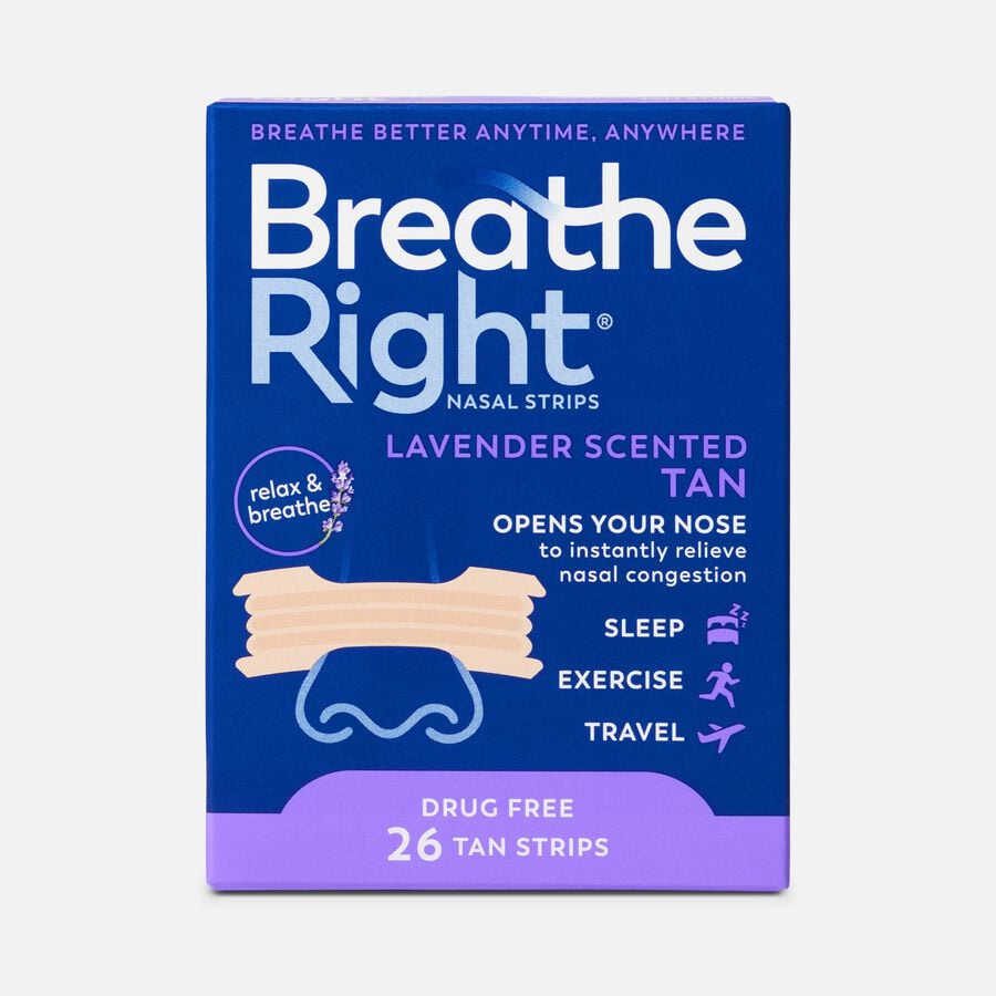 Breathe Right Tan Nasal Strips, Lavender, 26 ct., , large image number 0
