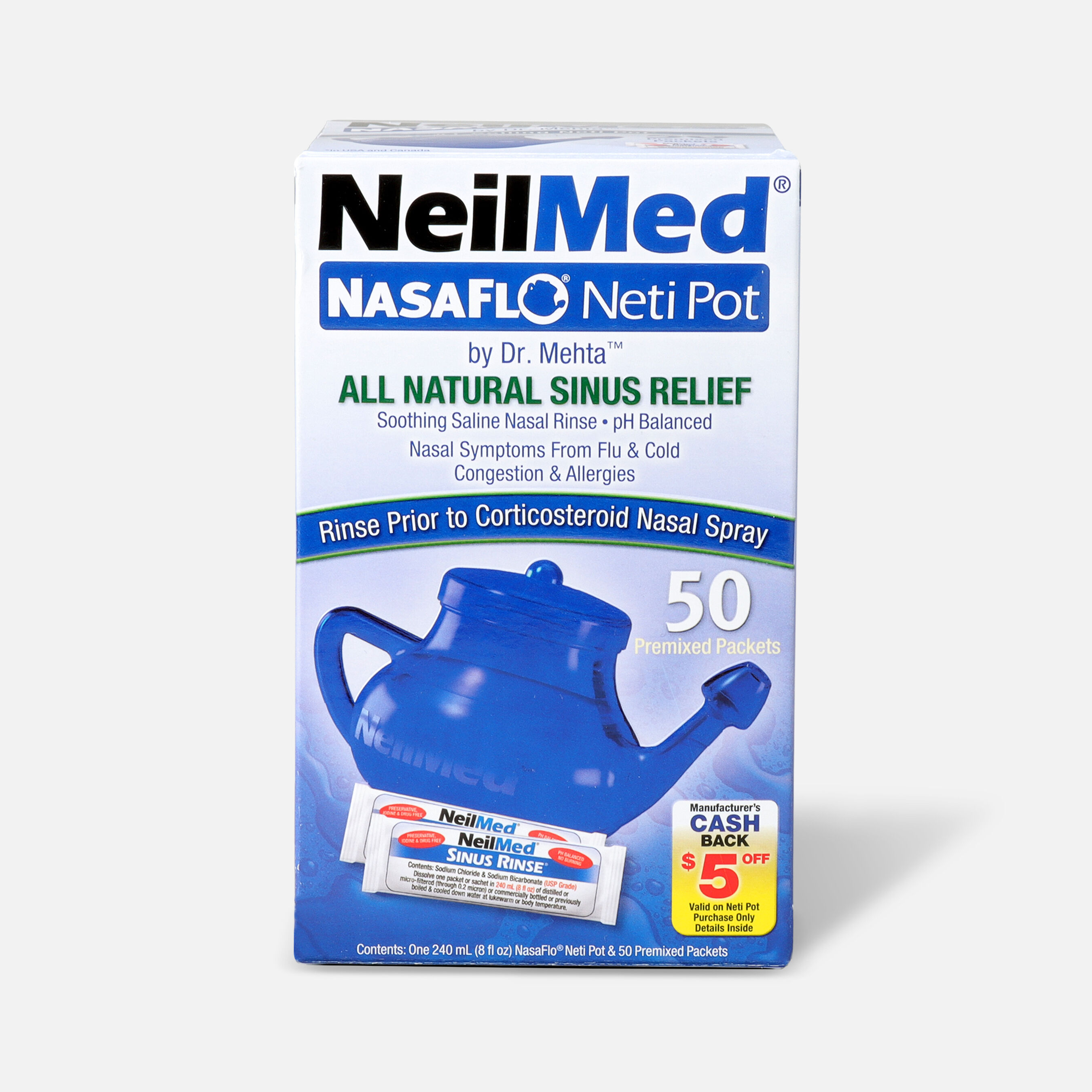 NeilMed NasaFlo Neti Pot, 8 oz