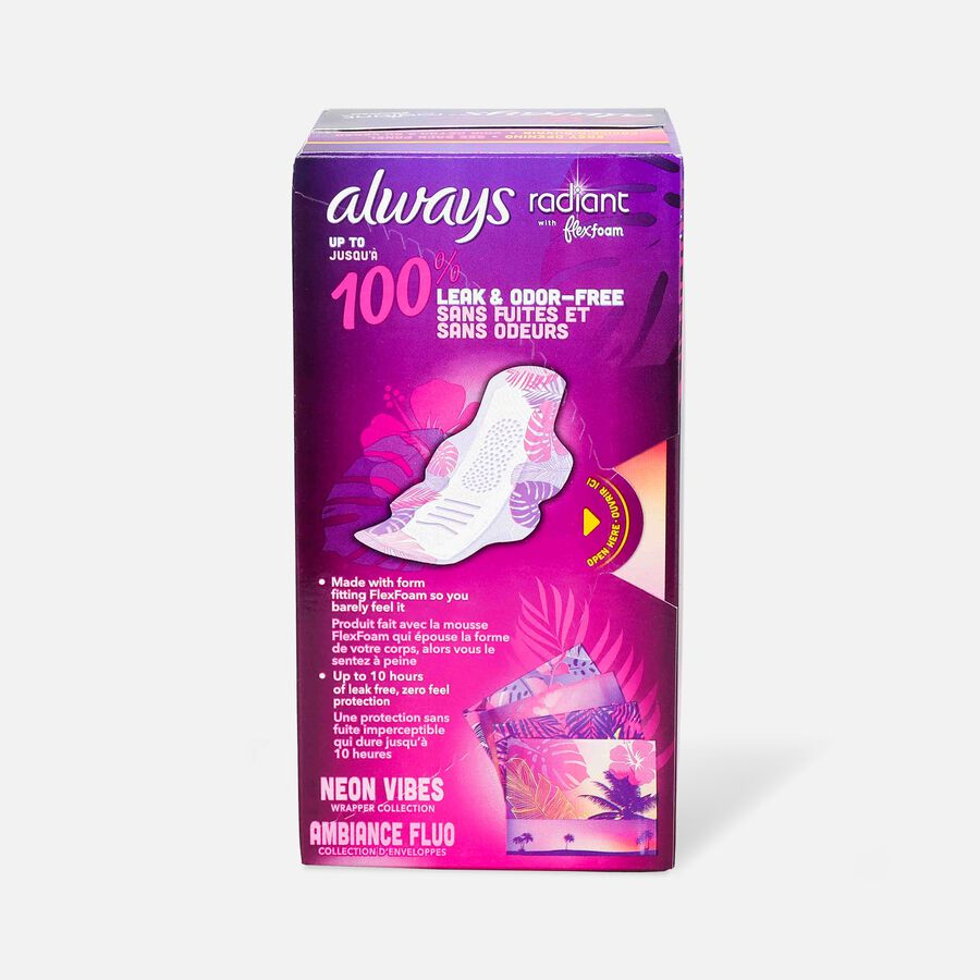 Always Radiant FlexFoam Pads for Women Size 1, Regular Absorbency, with Wings, Scented, 30 ct., , large image number 1