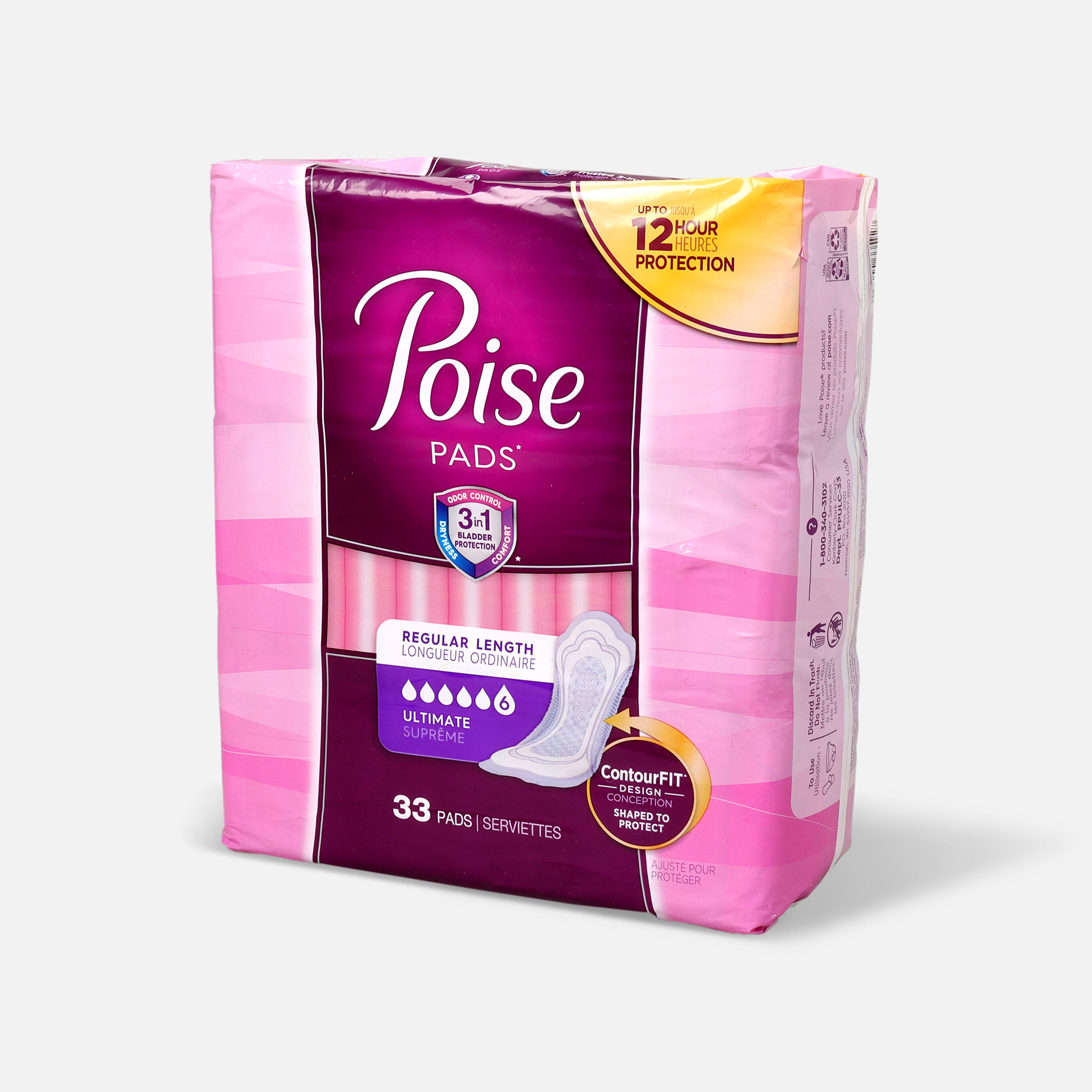 Poise Incontinence Pads, Ultimate Absorbency, Regular, 33 Count