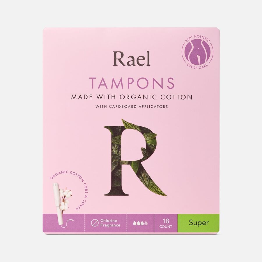 Rael Organic Cotton Core Tampons with Plant Based Compact Applicators - Super, 18 ct., , large image number 0