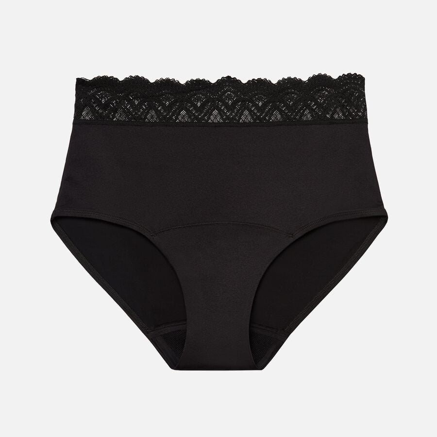 Thinx For All Leaks Signature Lace Very Light Hi-Waist Incontinence Underwear, Black, L, , large image number 0