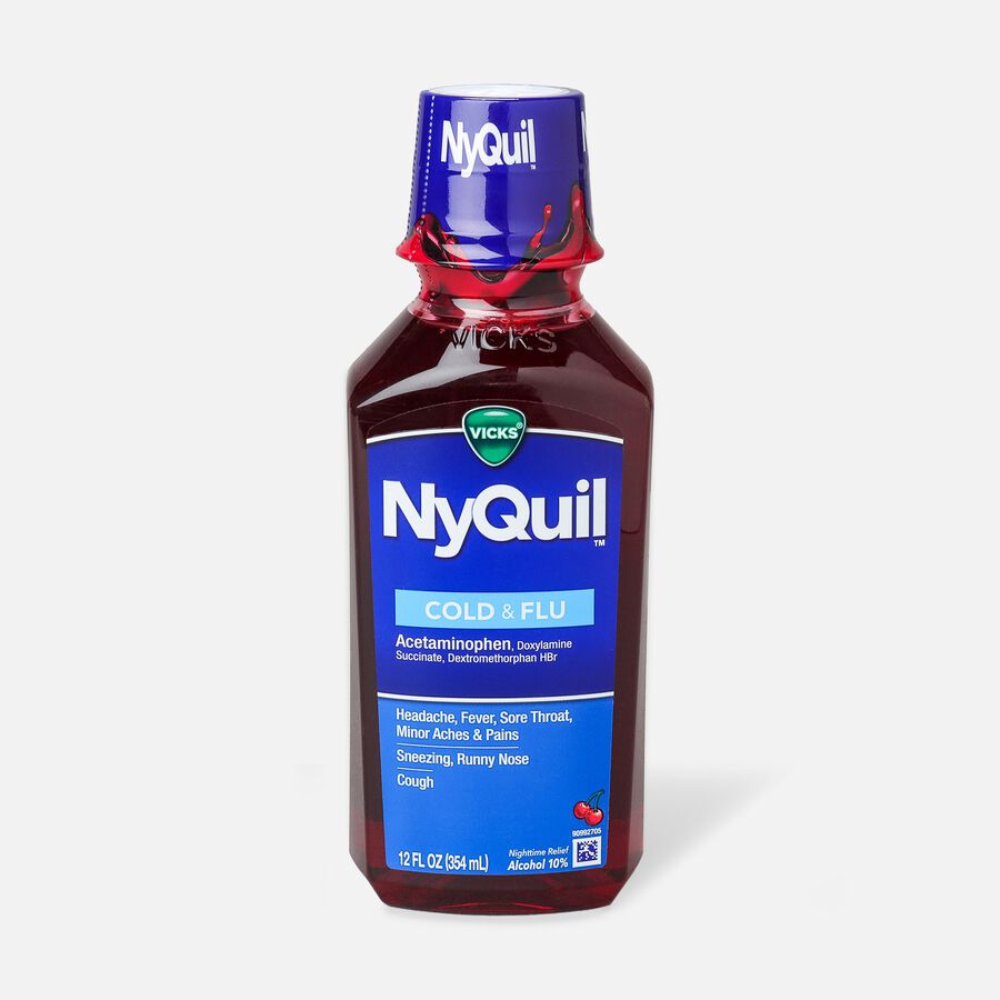 Vicks NyQuil Cold & Flu, Cherry, 12 oz., , large image number 0