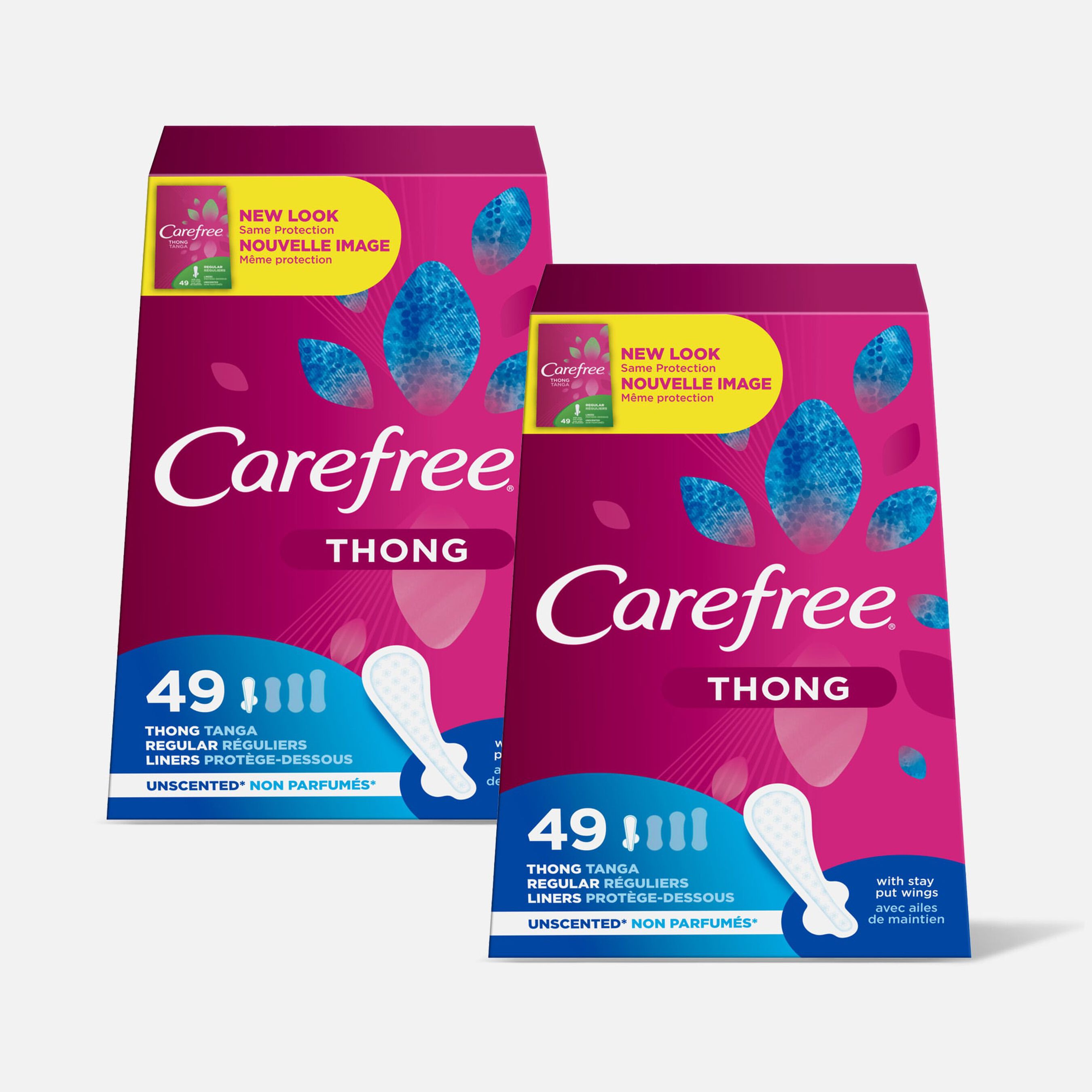 FSA Eligible Carefree Thong Pantiliners, Unscented, 49 ct. (2Pack