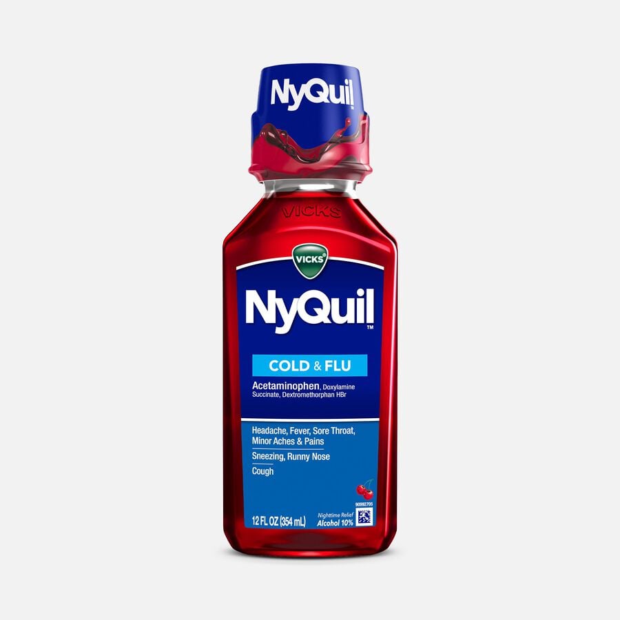 Vicks NyQuil Cold & Flu, Cherry, 12 oz., , large image number 0
